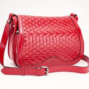 Patricia Nash Discovery Woven Leather Valeria Saddle Bag-Lava